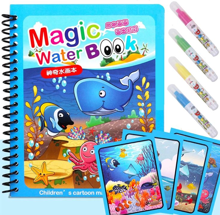 Magic Water Coloring Book for Kids – Reusable Aqua Doodle Activity Set