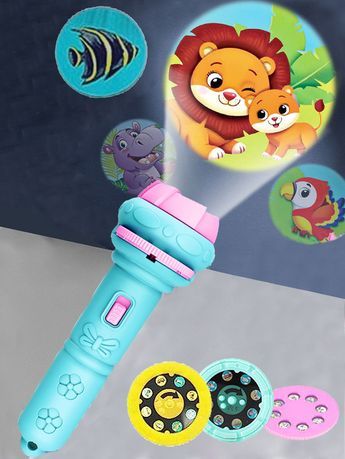 Kids Animal Story Projection Torch – Rotating Cartoon Image Projector Light