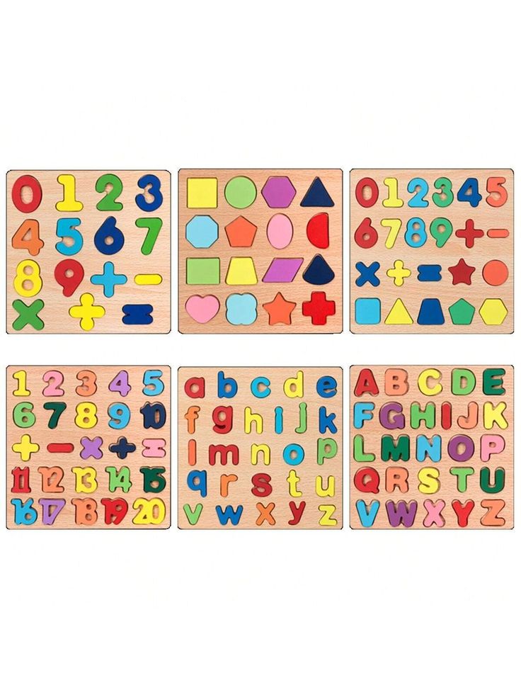 Wooden Alphabet, Numbers & Shapes Learning Puzzle Set