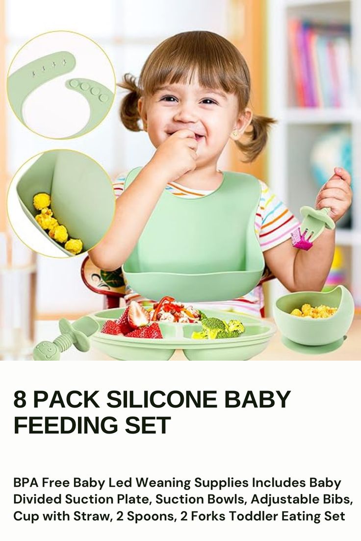 8 Pcs Silicone Baby Feeding & Weaning Set